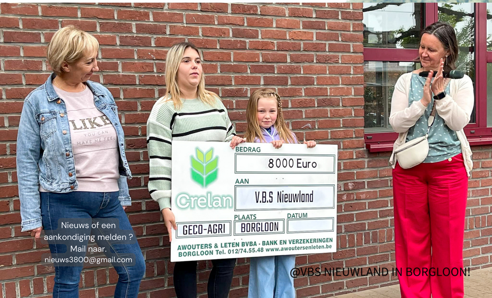 GECO-AGRI SCHENKT € 8.000 AAN VBS NIEUWLAND IN BORGLOON! 