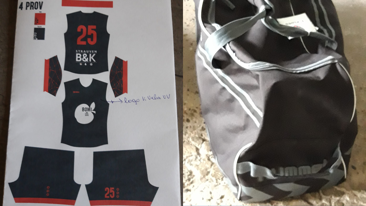 Zwarte sporttas (merk Hummel) met ganse voetbaluitrusting van K.Velm VV gestolen