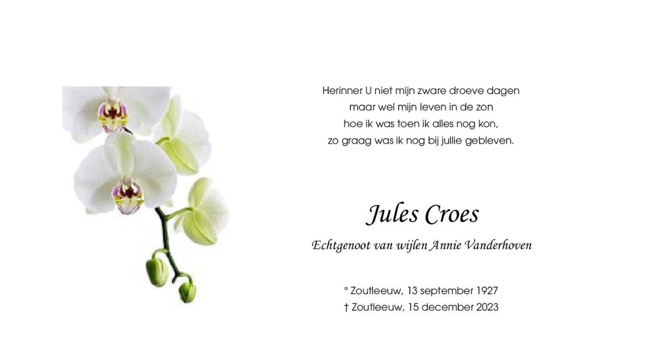 Overlijdensbericht van Jules Croes