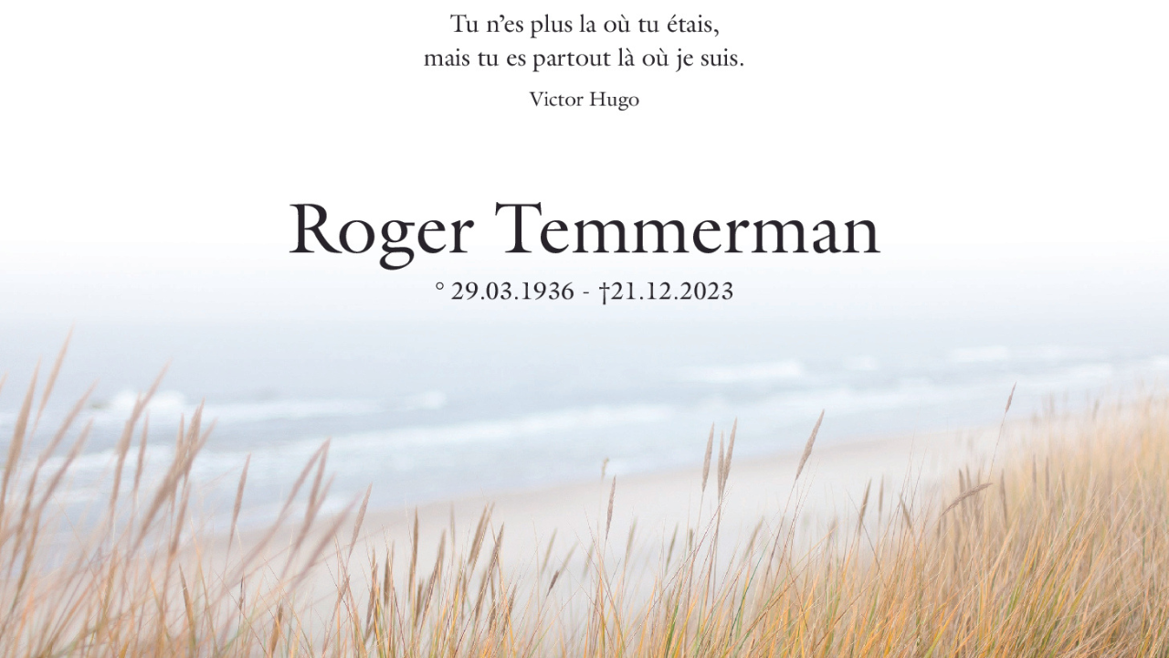 Overlijdensbericht van Roger Temmerman