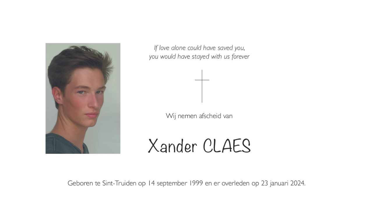 Overlijdensbericht van Xander CLAES