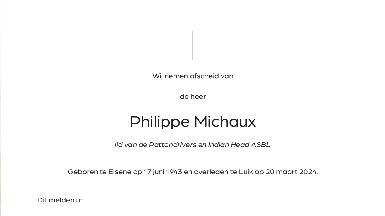 Overlijdensbericht Philippe Michaux
