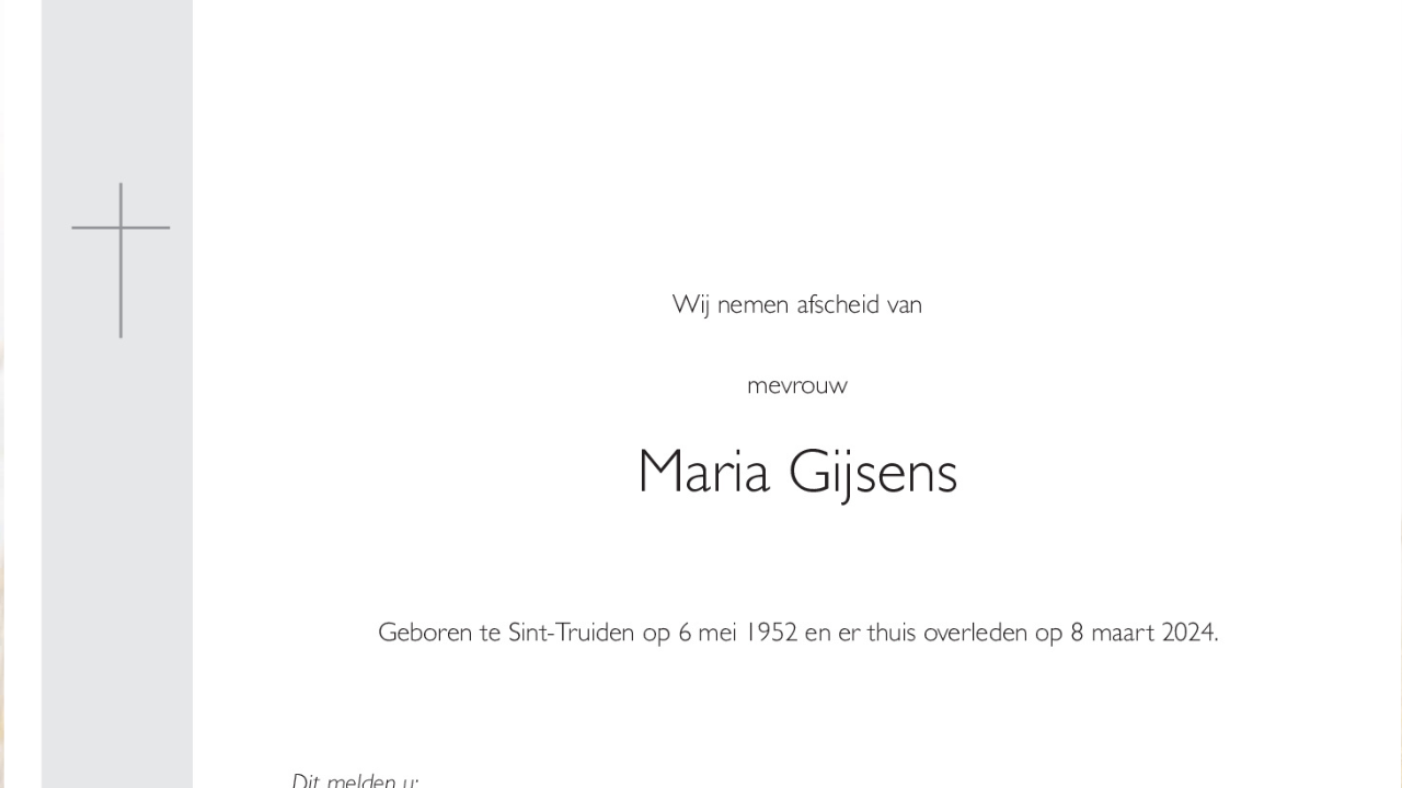 Overlijdensbericht Maria Gijsens