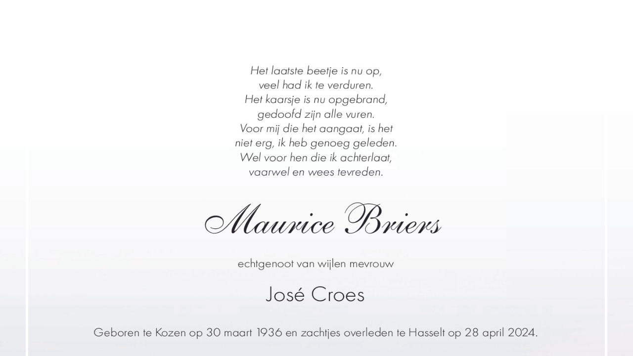 Overlijdensbericht Maurice Briers