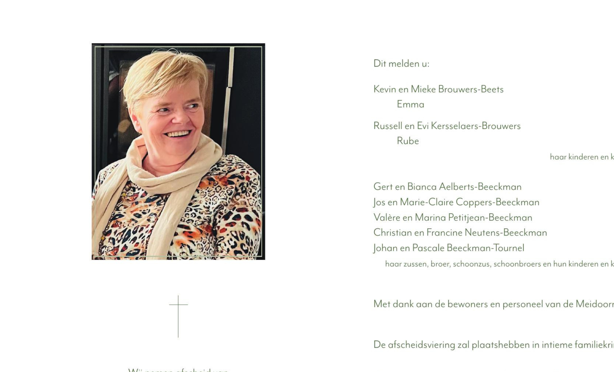 Overlijdensbericht van Linda Beeckman