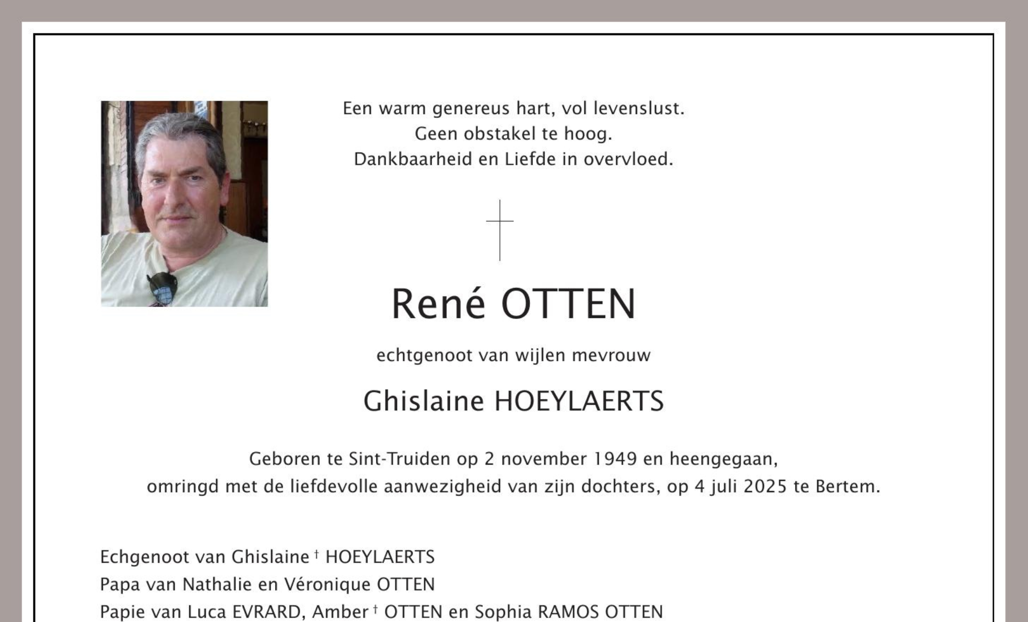 Overlijdensbericht van René OTTEN