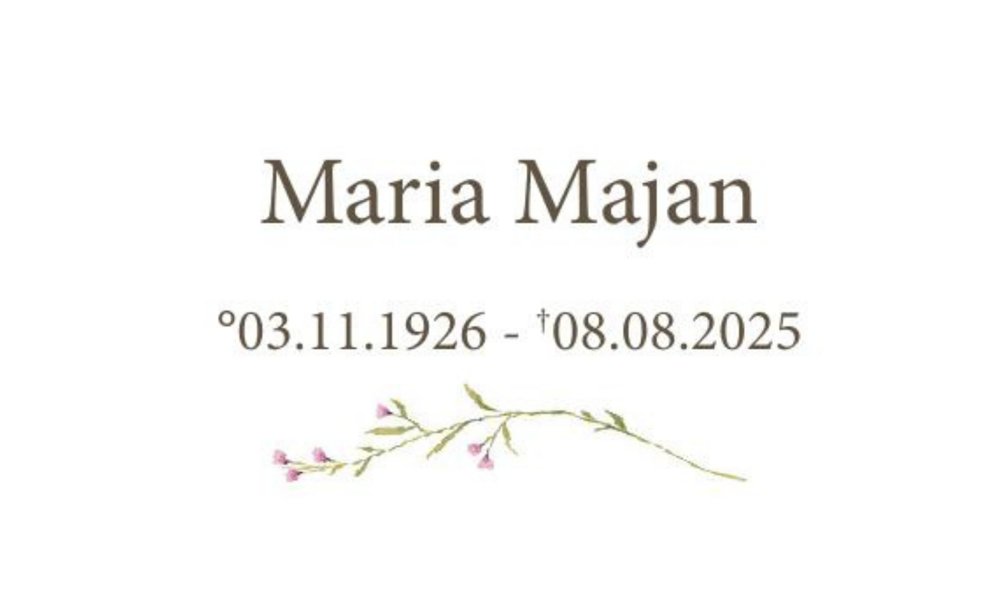 Overlijdensbericht van Maria Majan