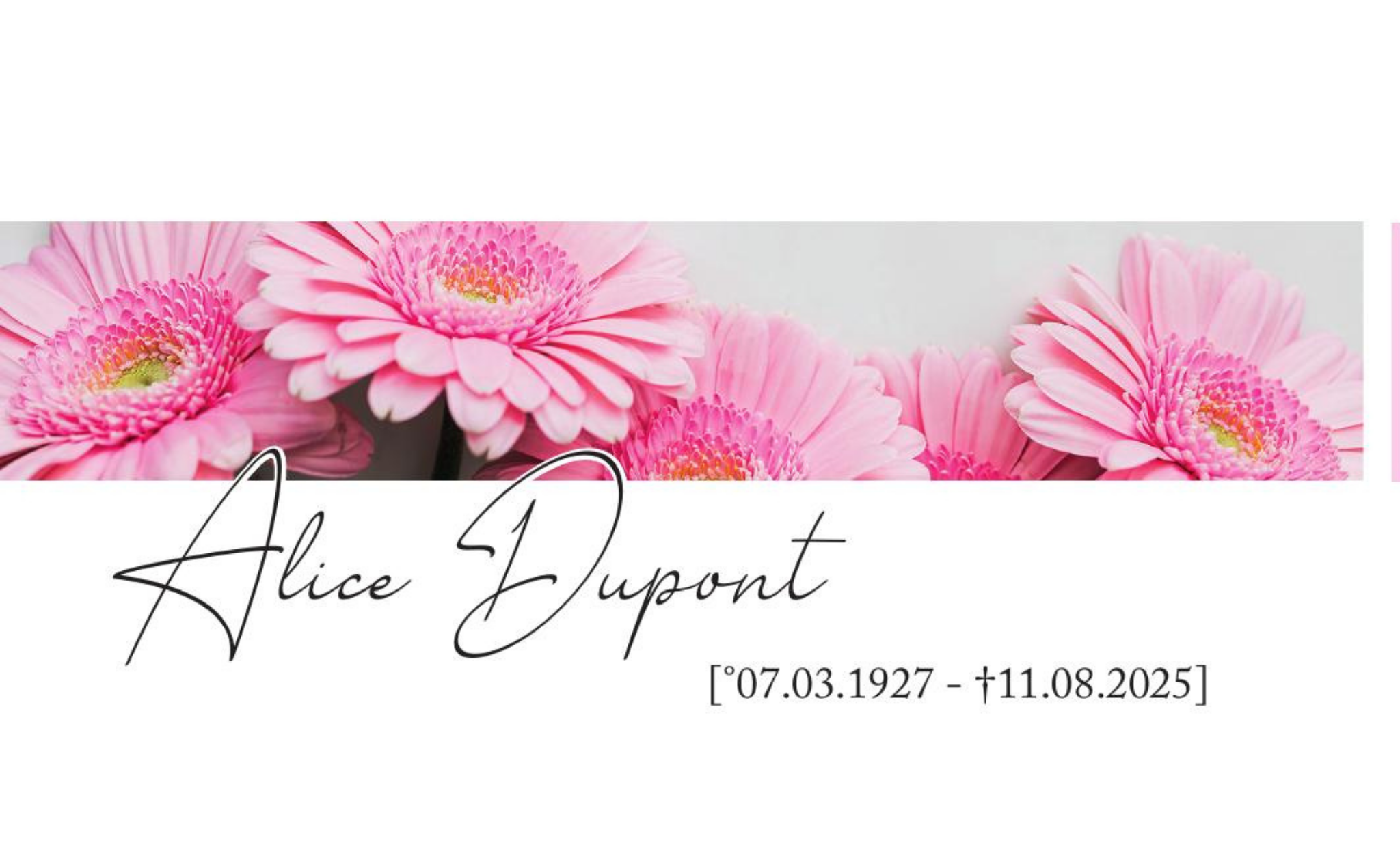Overlijdensbericht van Alice Dupont