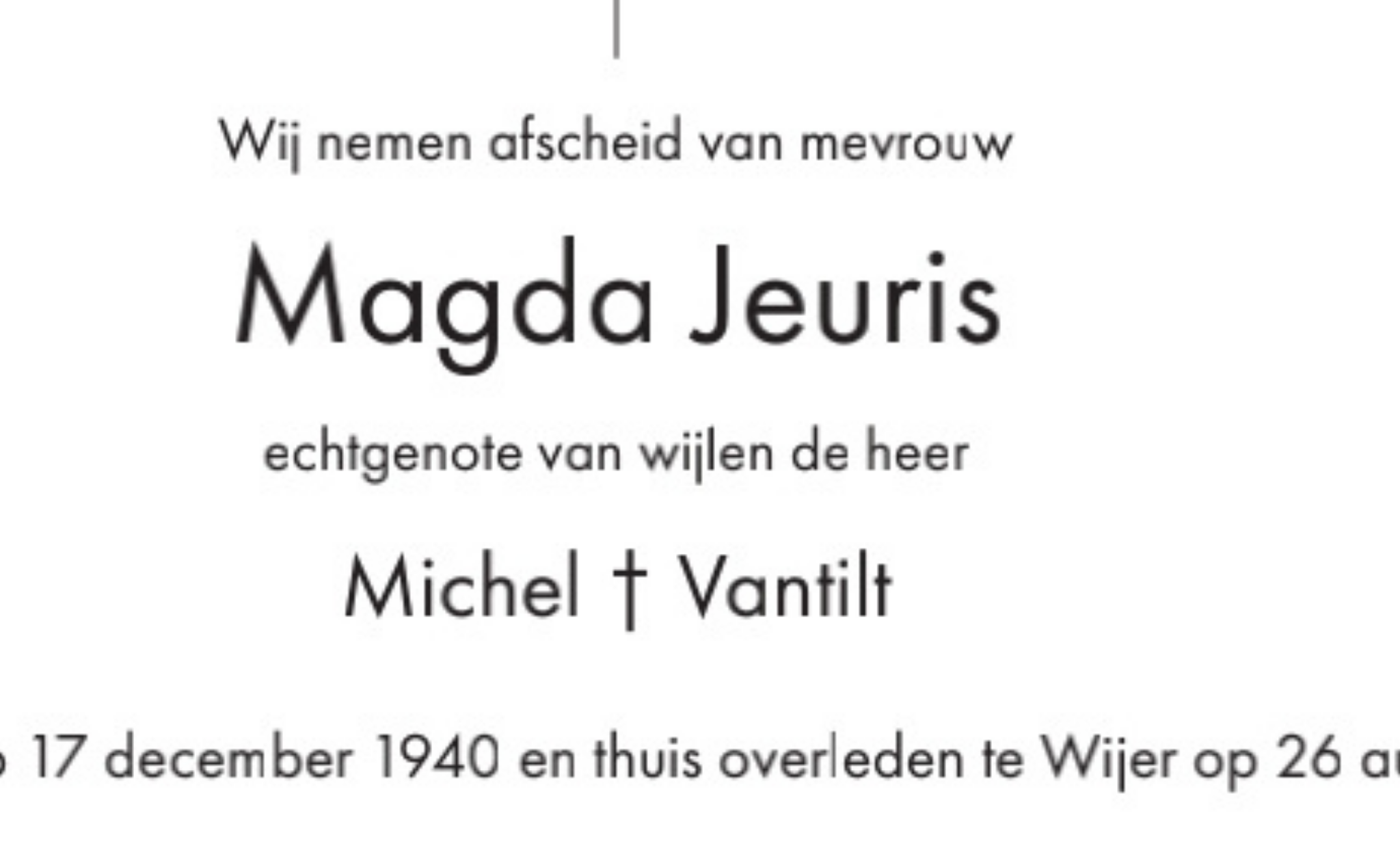 Overlijdensbericht van Magda Jeuris
