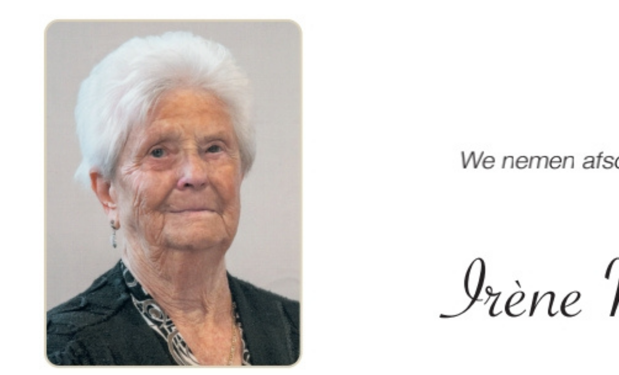 Overlijdensbericht van Irène Mellaerts