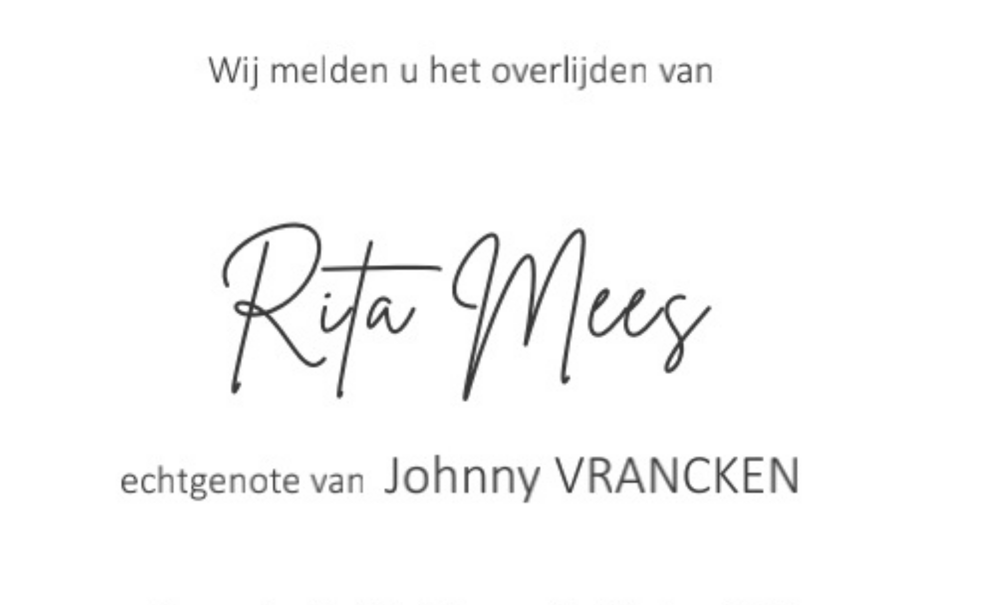 Overlijdensbericht van Rita Mees