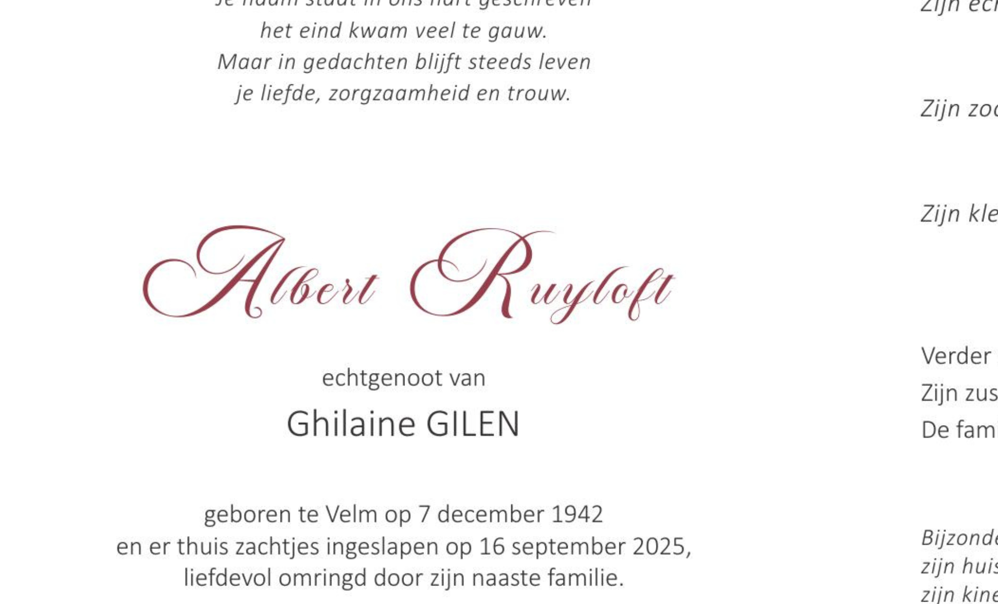 Overlijdensbericht van Albert Ruyloft