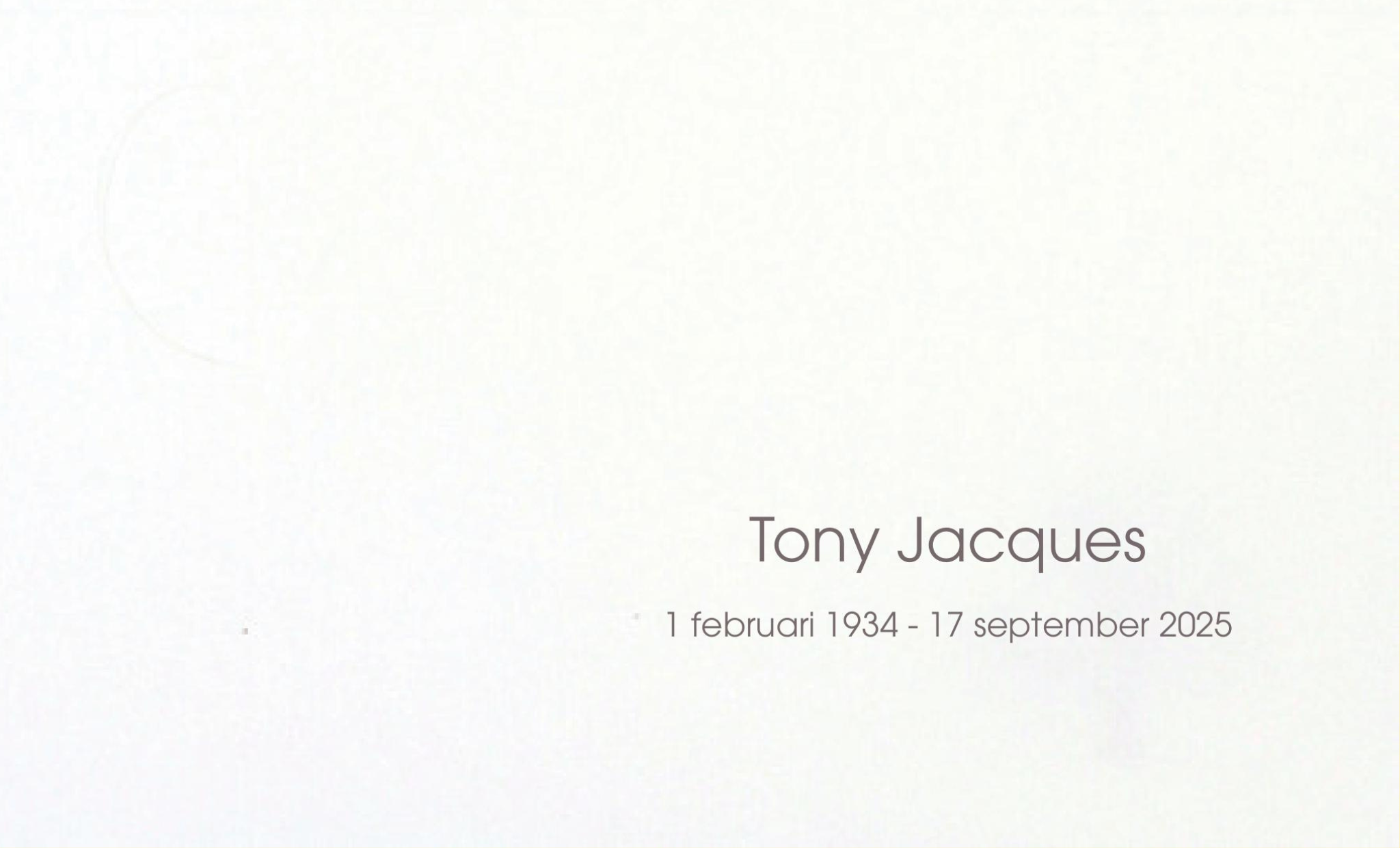 Overlijdensbericht van Tony Jacques