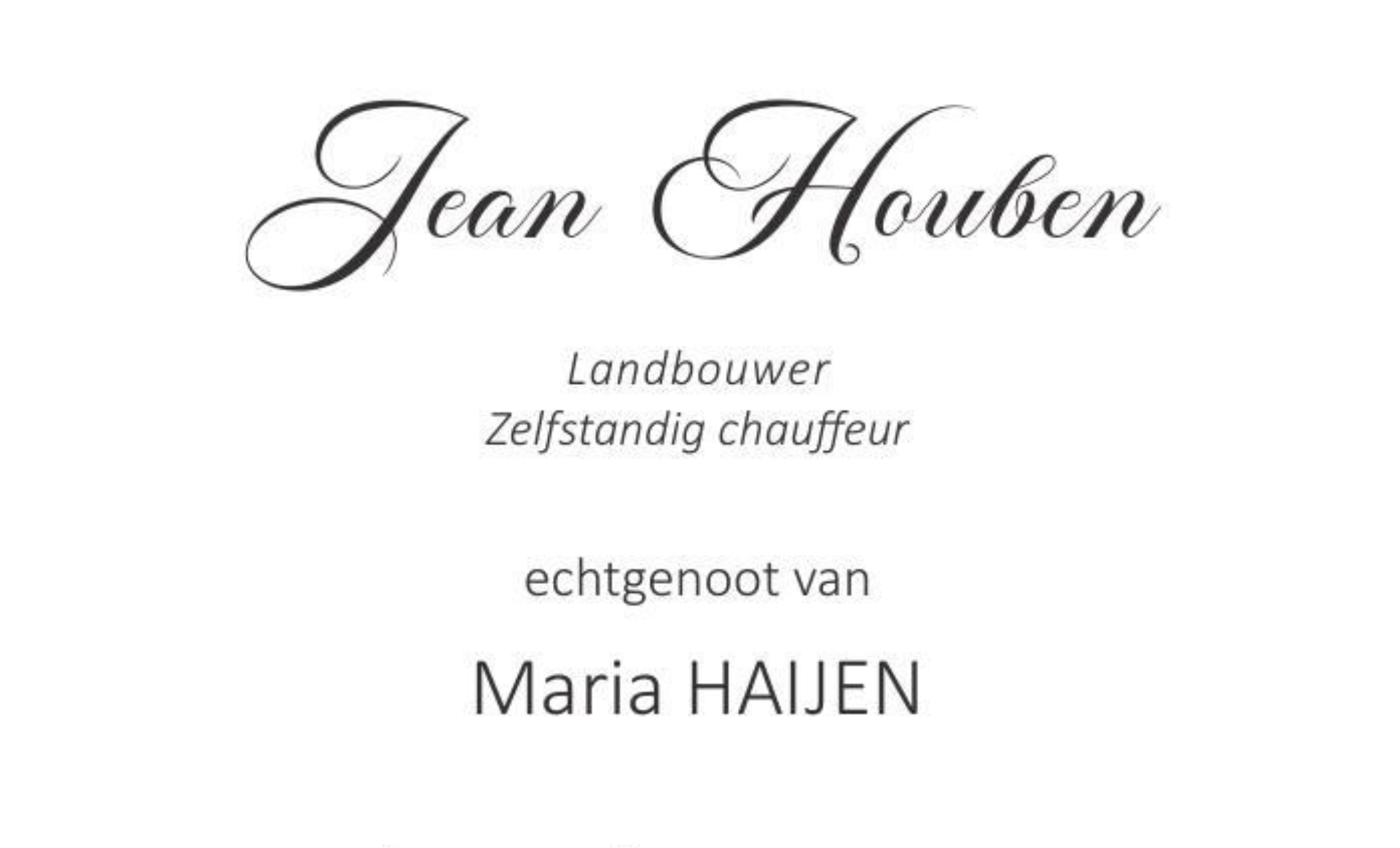 Overlijdensbericht van Jean Houben