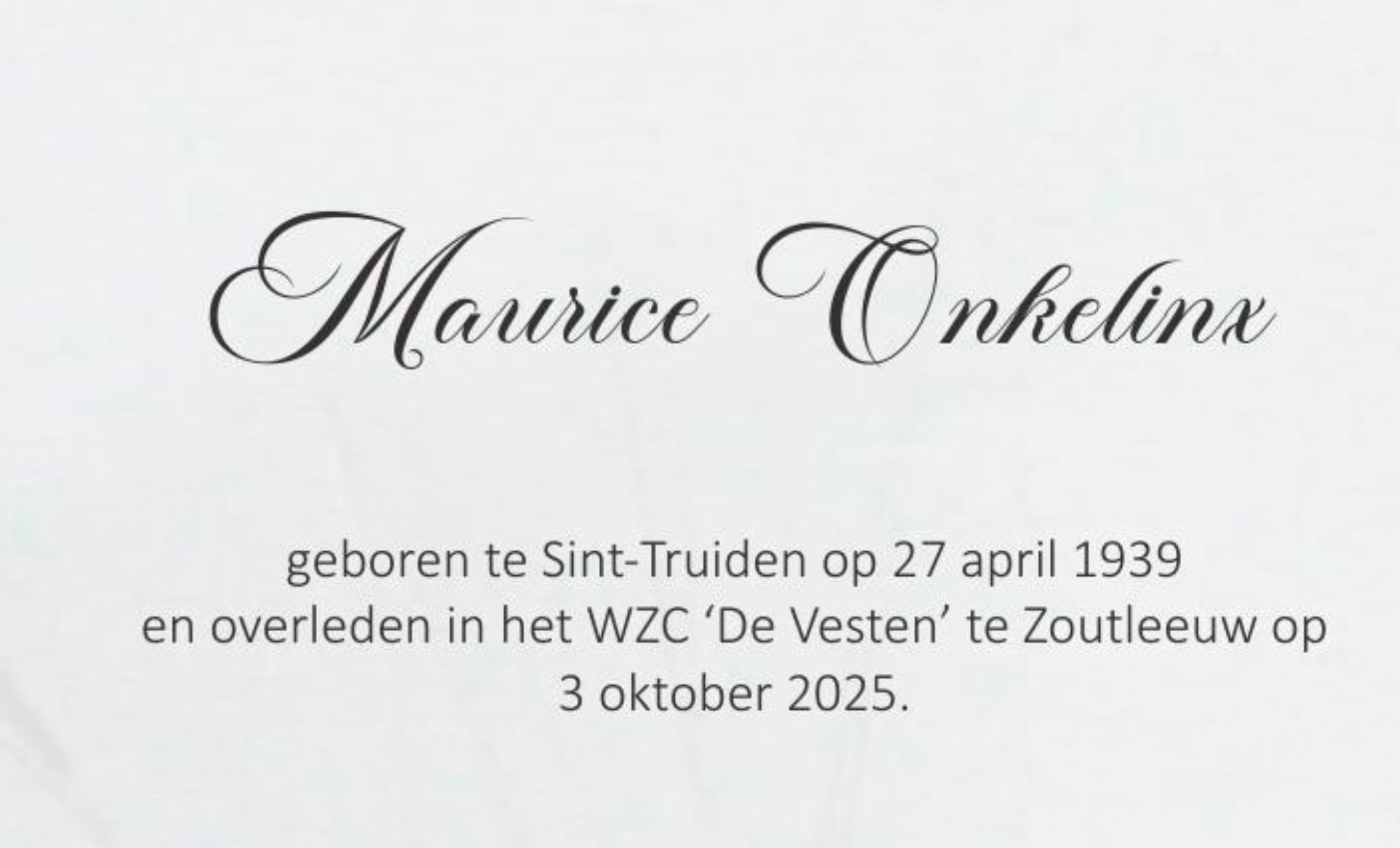 Overlijdensbericht van Maurice Onkelinx