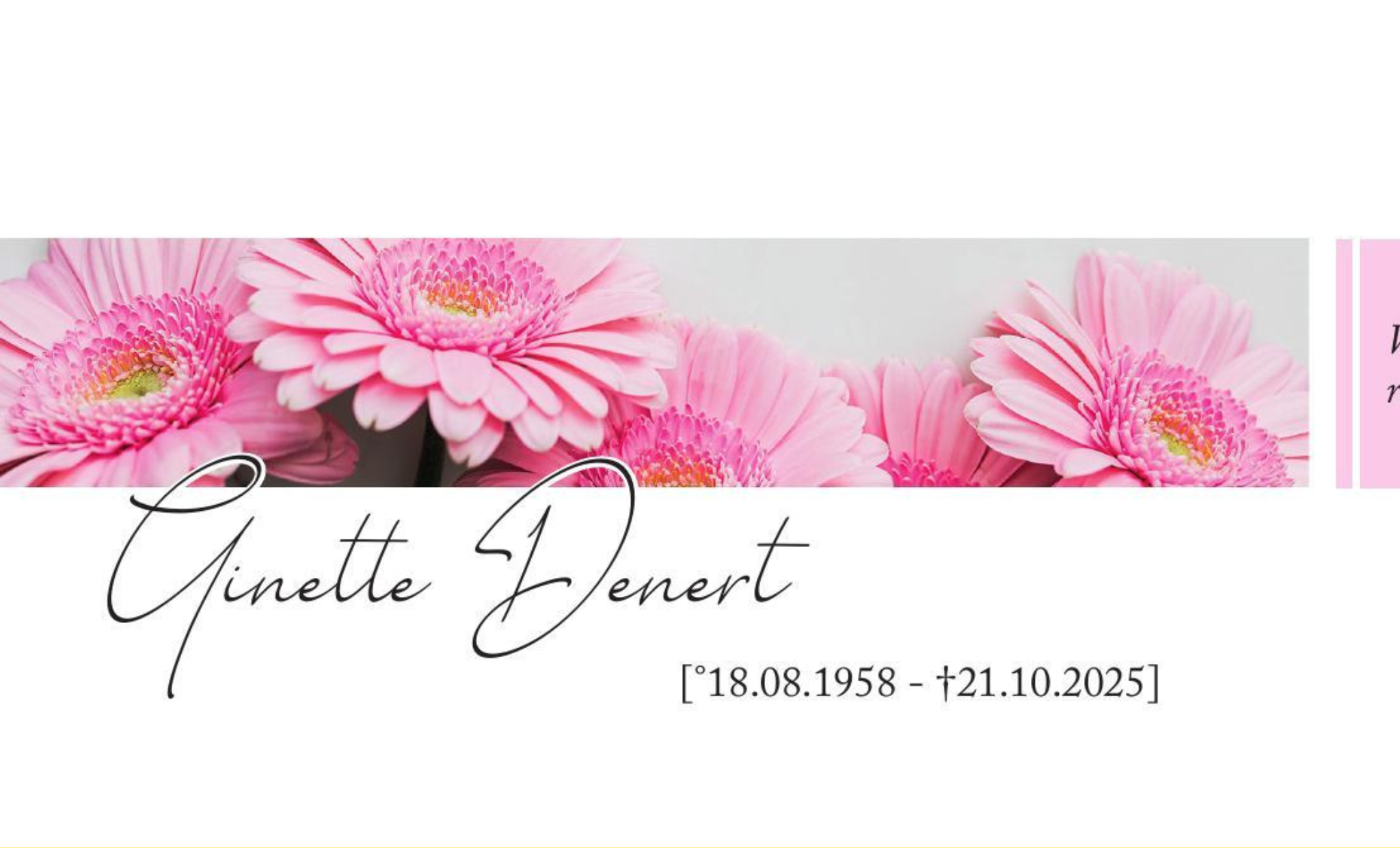 Overlijdensbericht van Ginette Denert