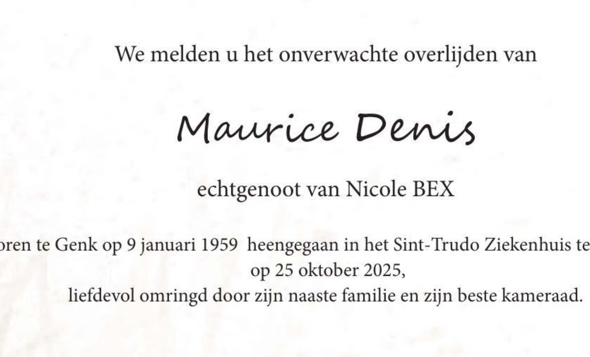 Overlijdensbericht van Maurice Denis