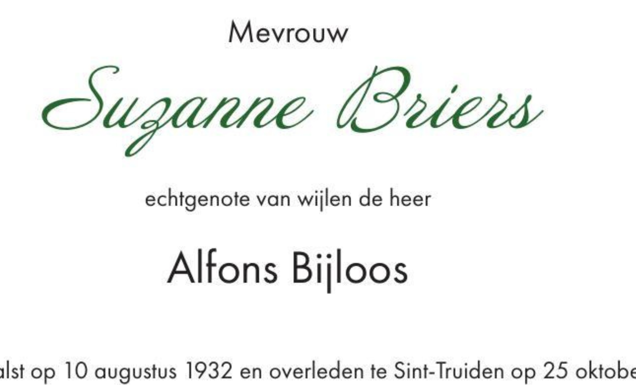 Overlijdensbericht van Suzanne Briers