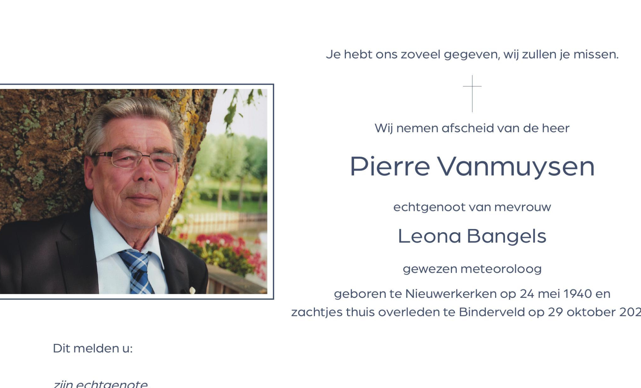 Overlijdensbericht van Pierre Vanmuysen