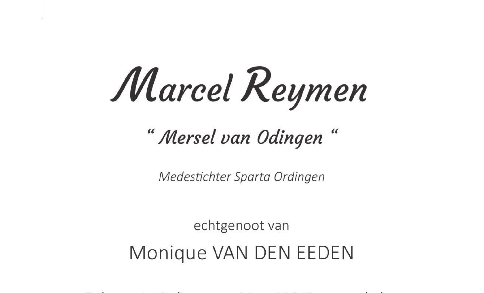 Overlijdensbericht van Marcel Reymen