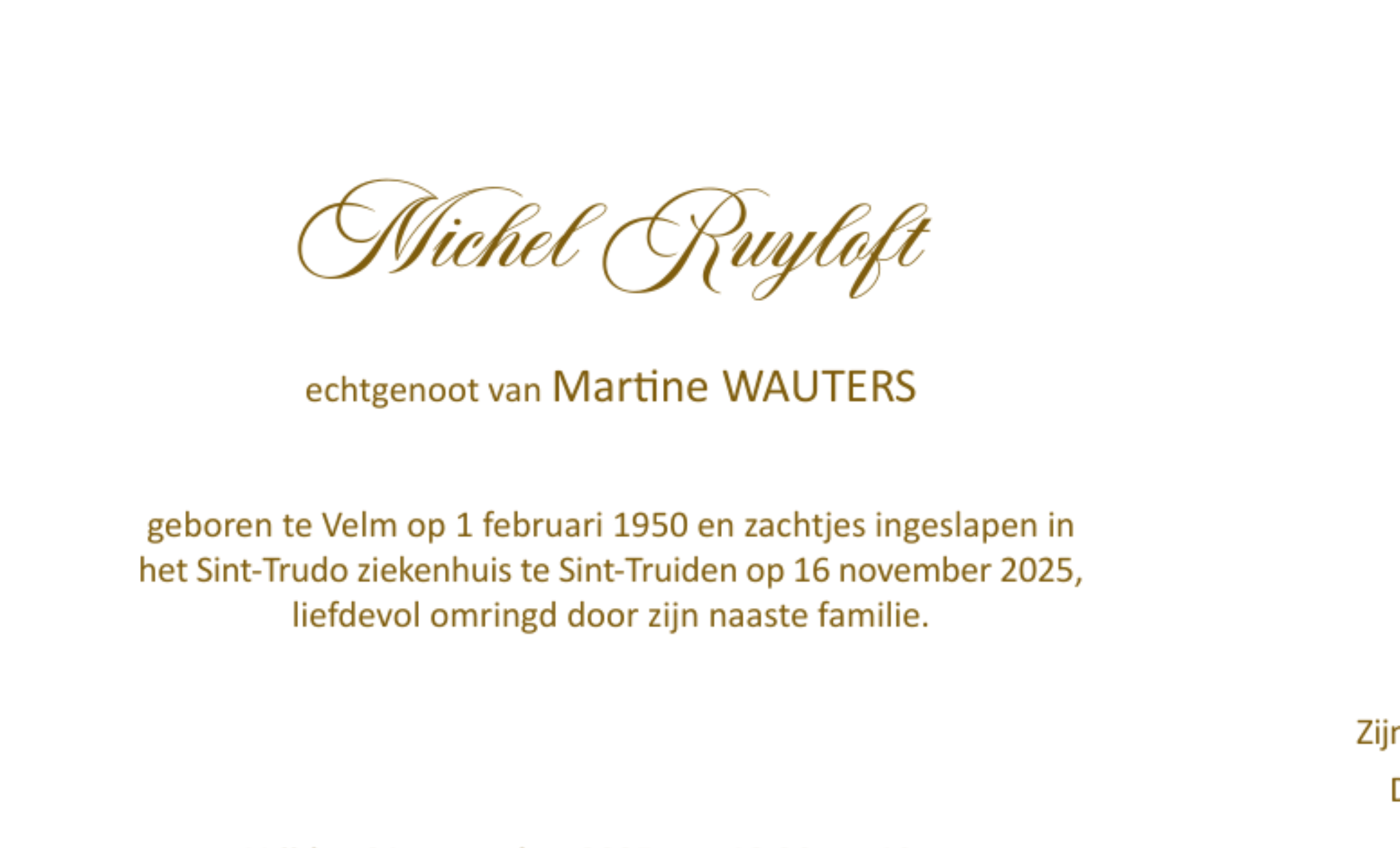 Overlijdensbericht van Michel Ruyloft