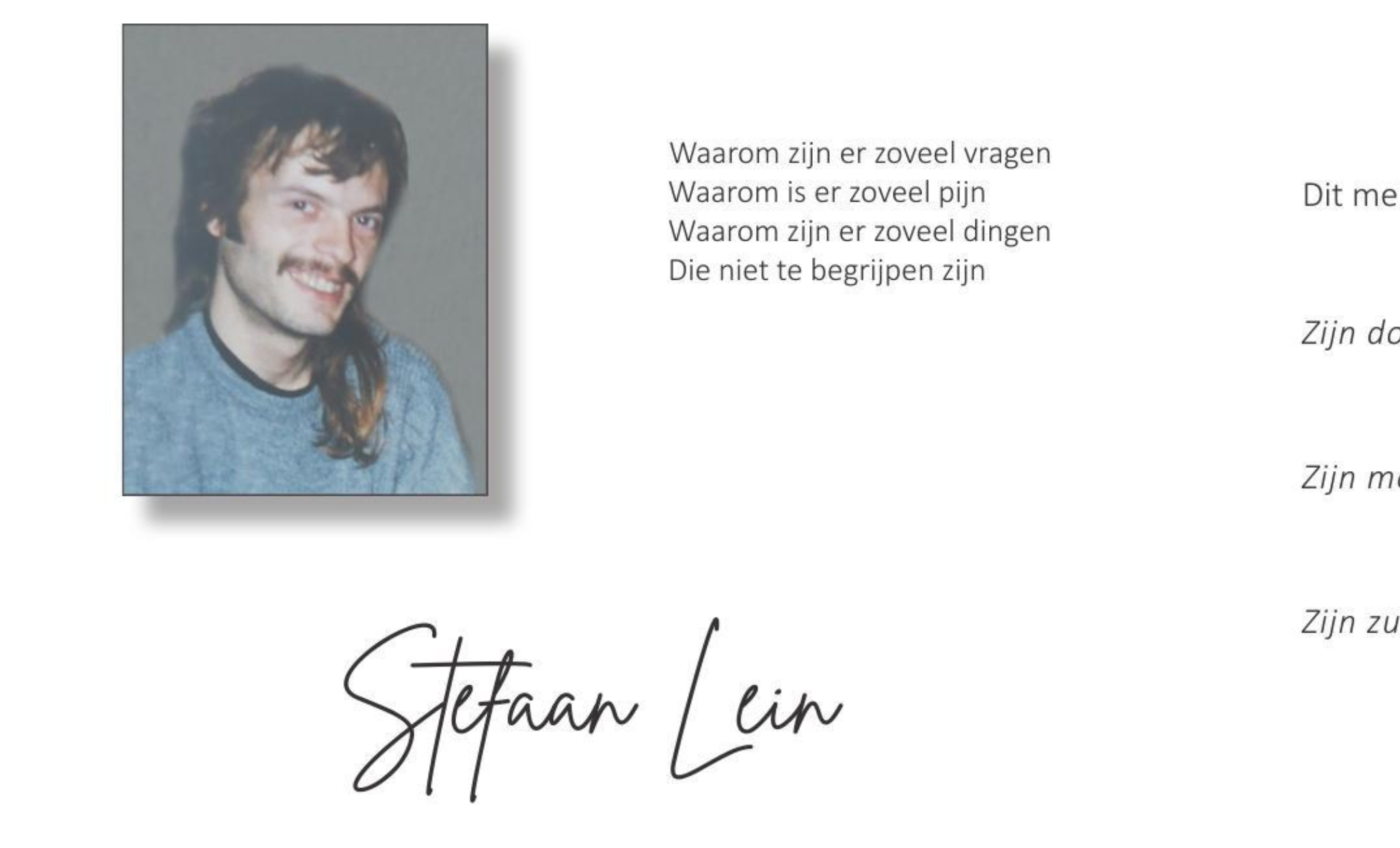 Overlijdensbericht van Stefaan Lein