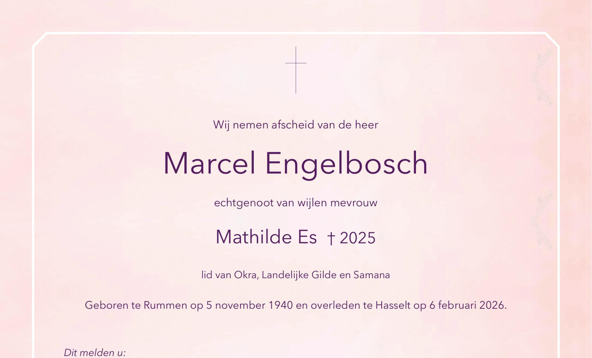 Overlijdensbericht van Marcel Engelbosch