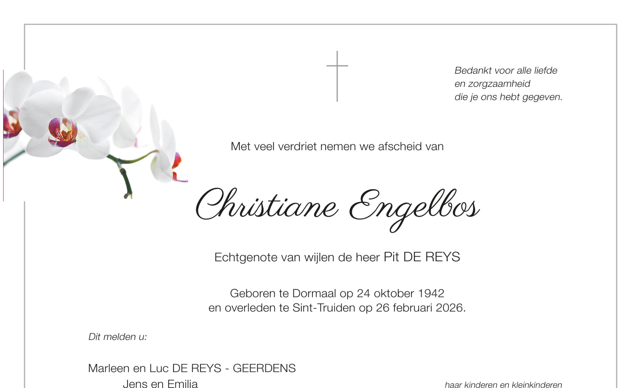 Overlijdensbericht van Christiane Engelbos