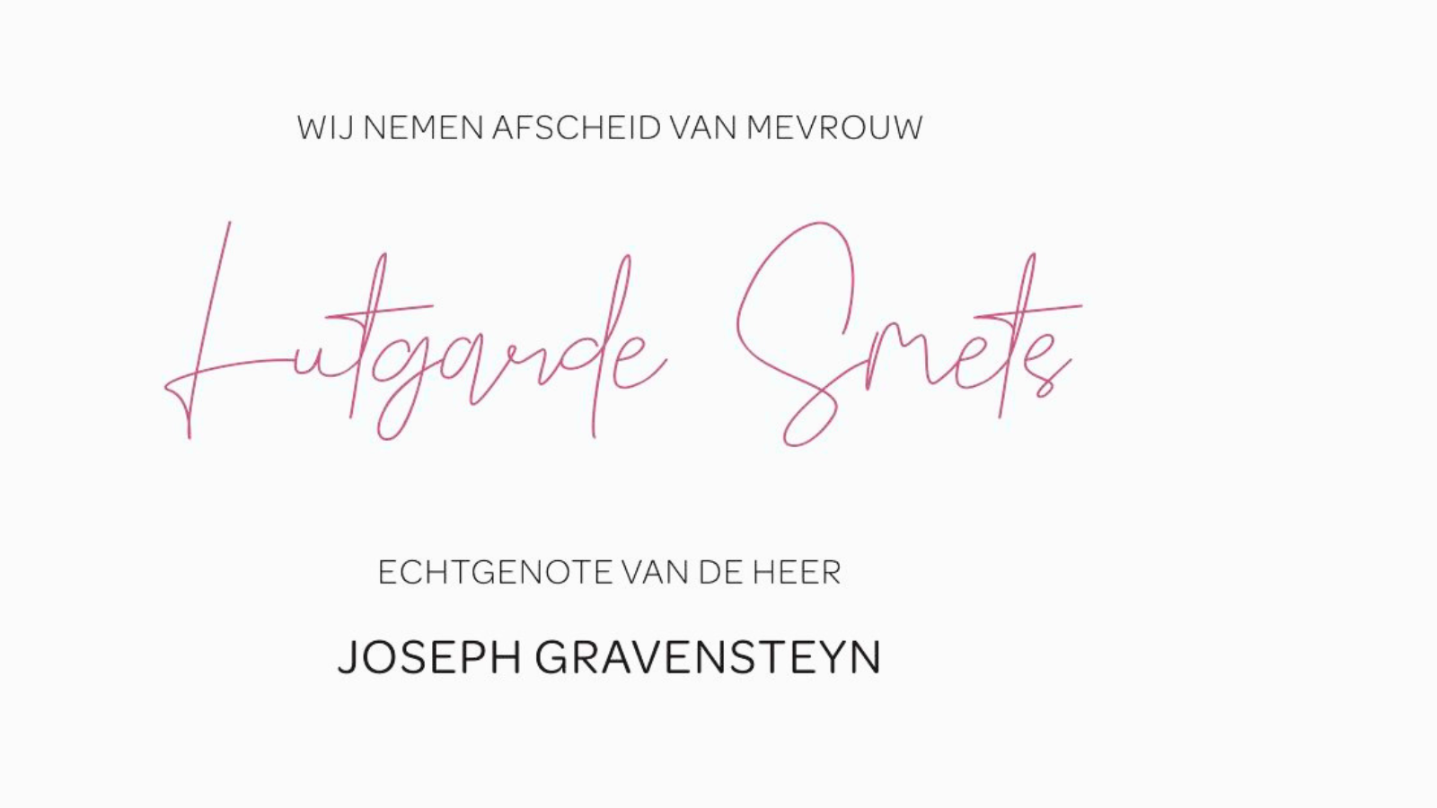 Overlijdensbericht van Lutgarde Smets