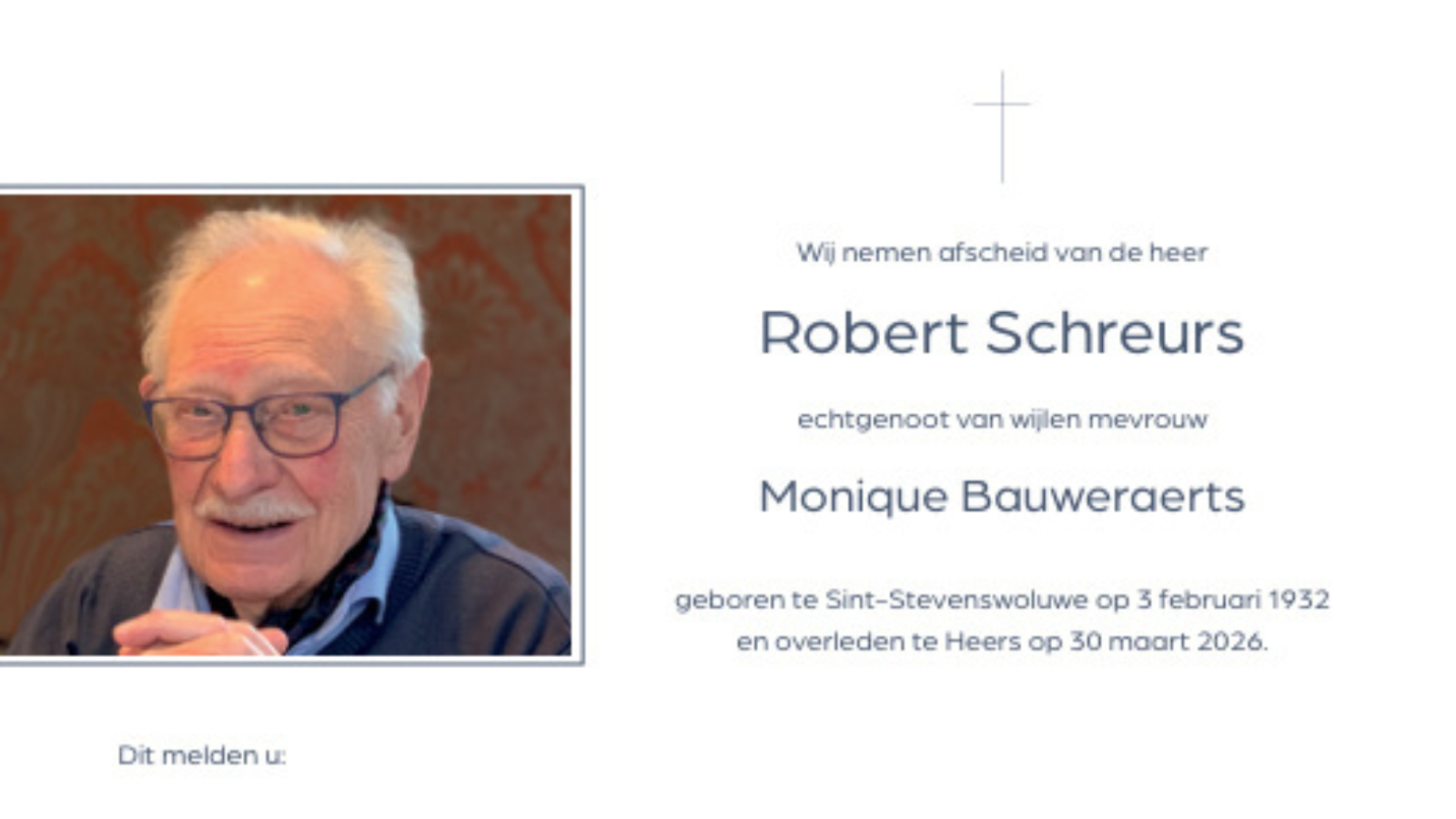 Overlijdensbericht van Robert Schreurs