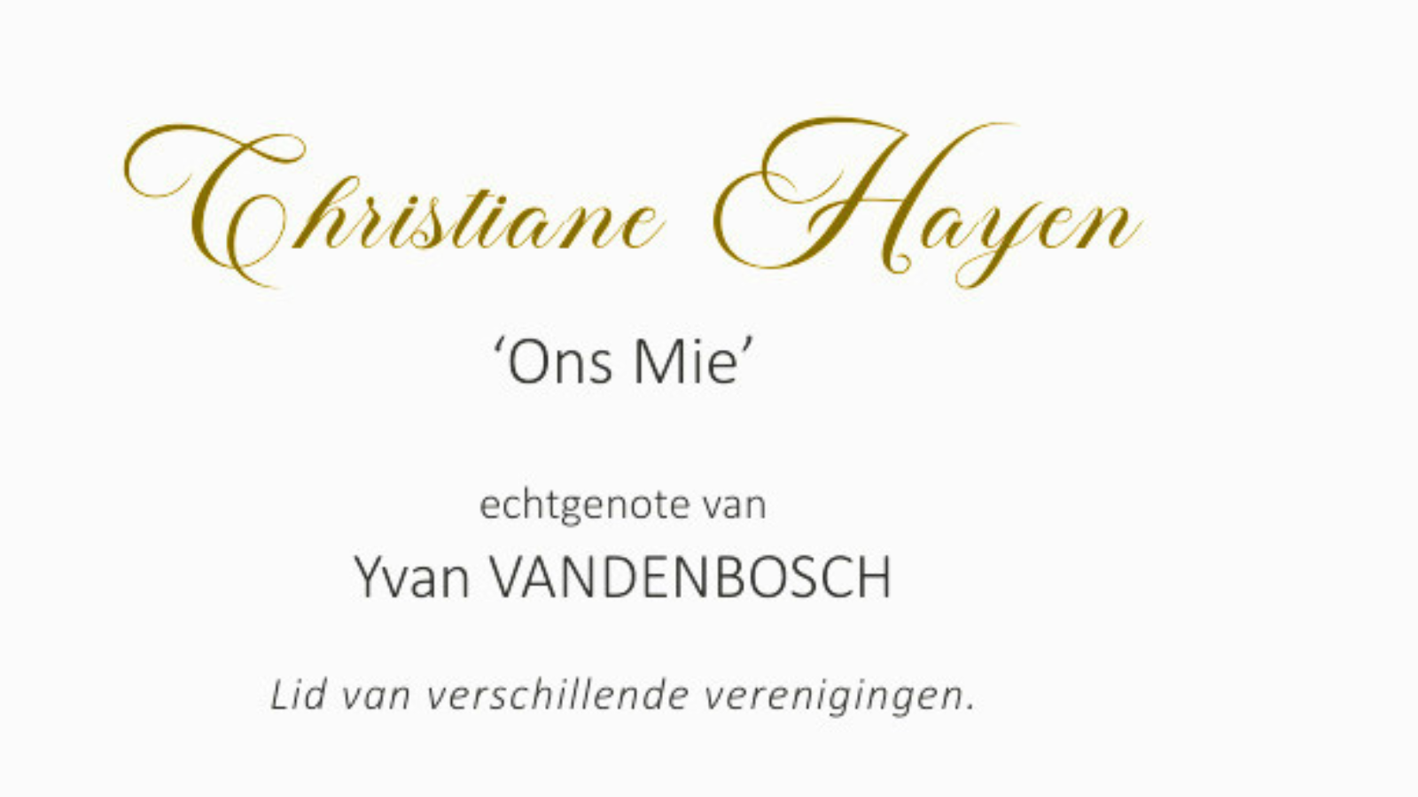 Overlijdensbericht van Christiane Hayen