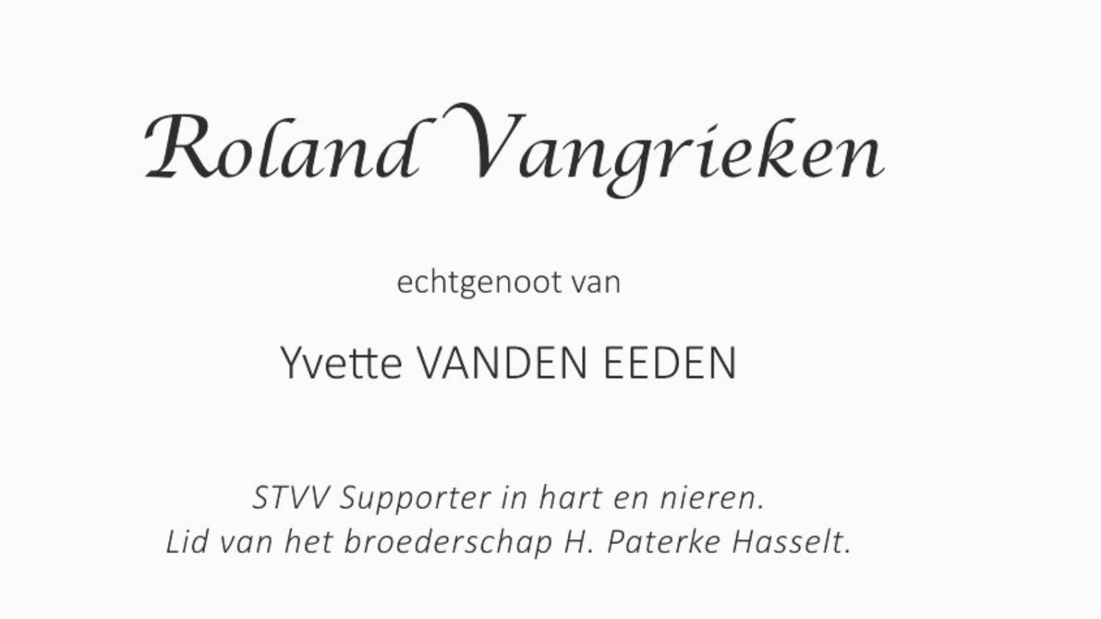 Overlijdensbericht van Roland Vangrieken