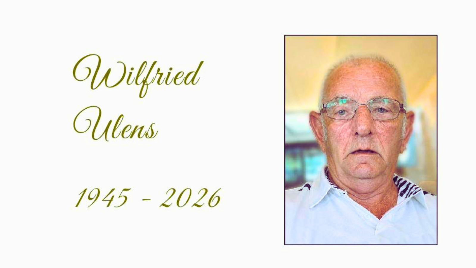 Overlijdensbericht van Wilfried Ulens