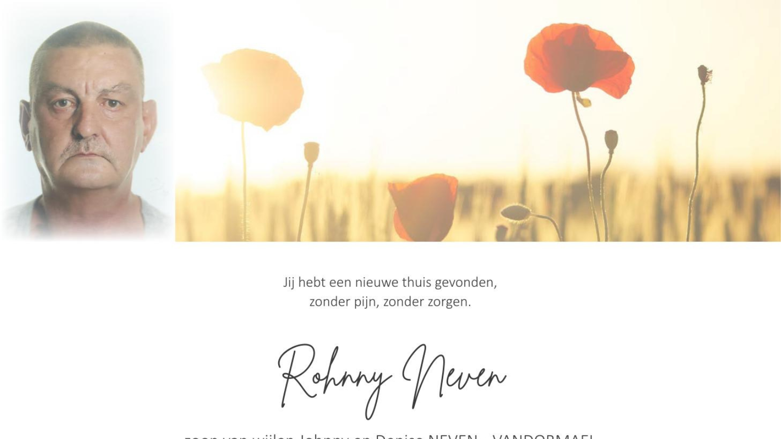 Overlijdensbericht van Rohnny Neven