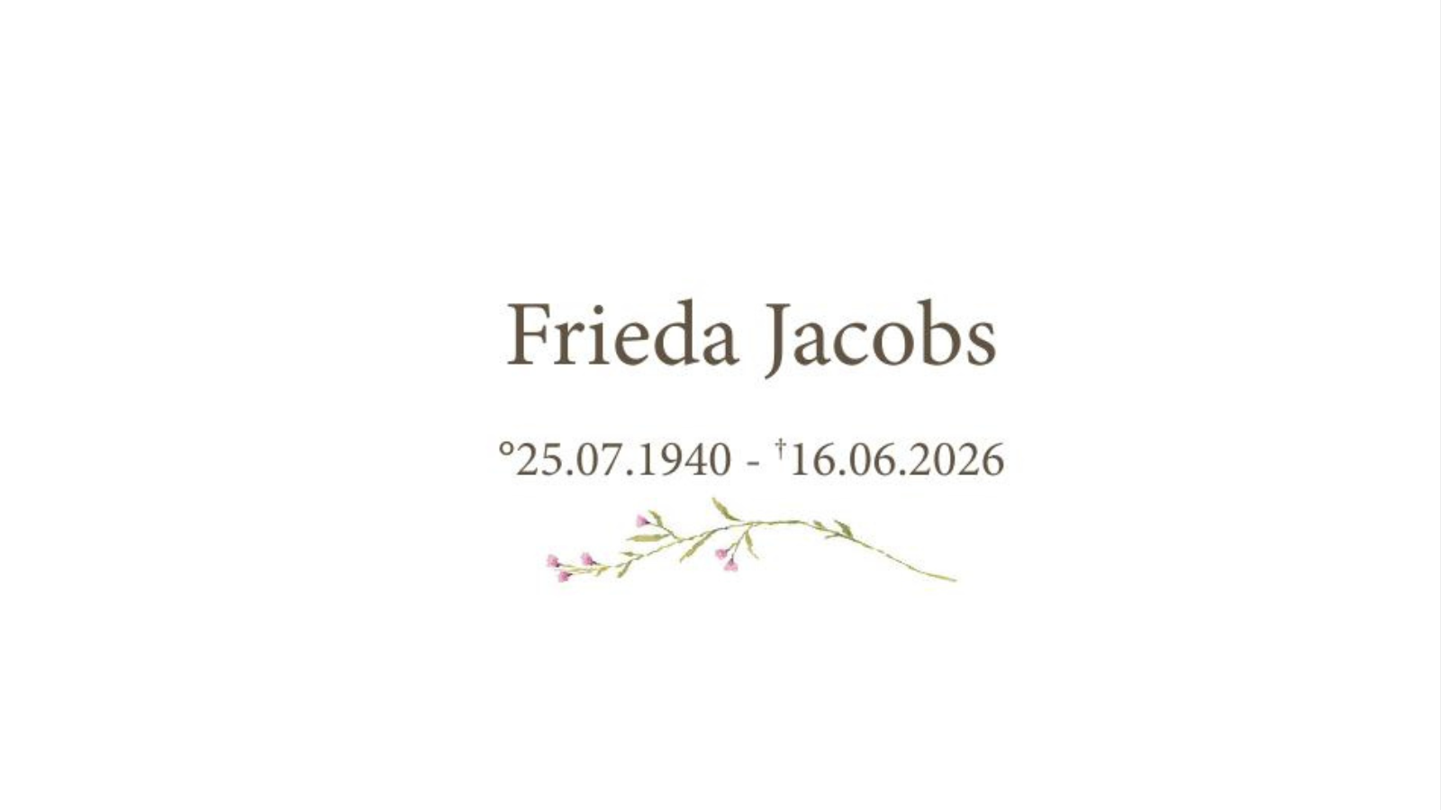 Overlijdensbericht van Frieda Jacobs
