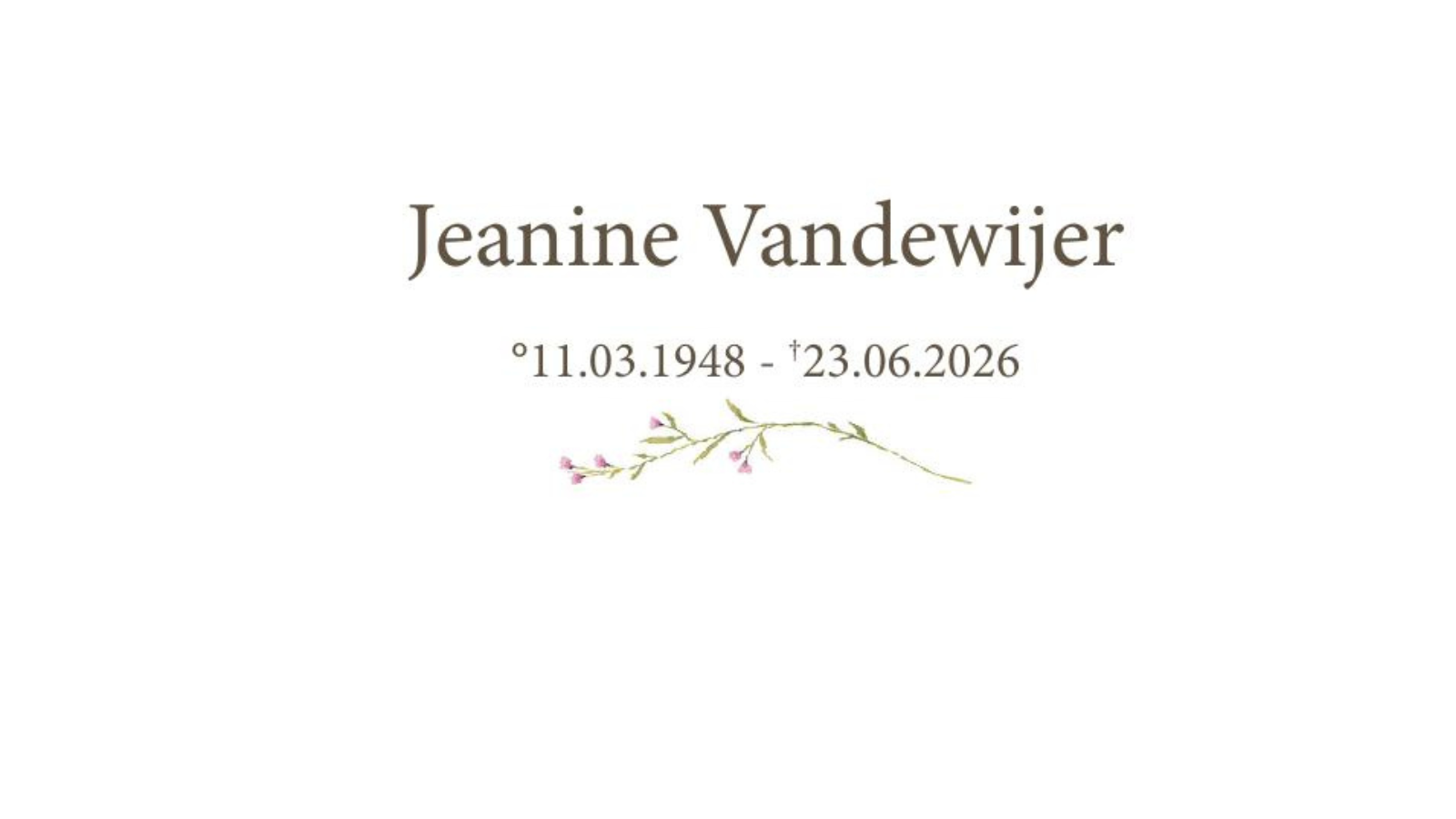 Overlijdensbericht van Jeanine Vandewijer