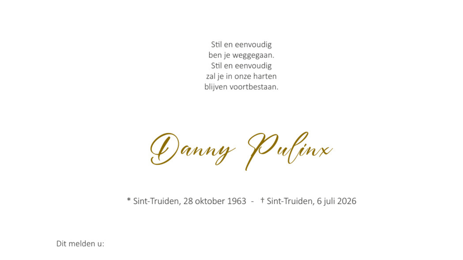 Overlijdensbericht van Danny Pulinx