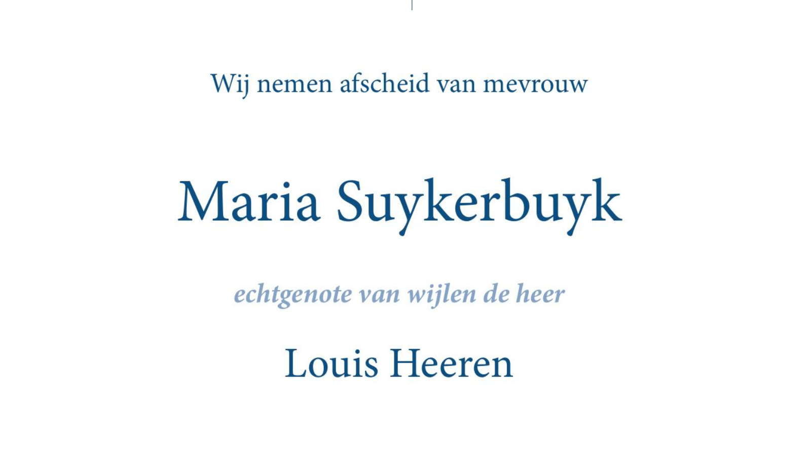 Overlijdensbericht van Maria Suykerbuyk