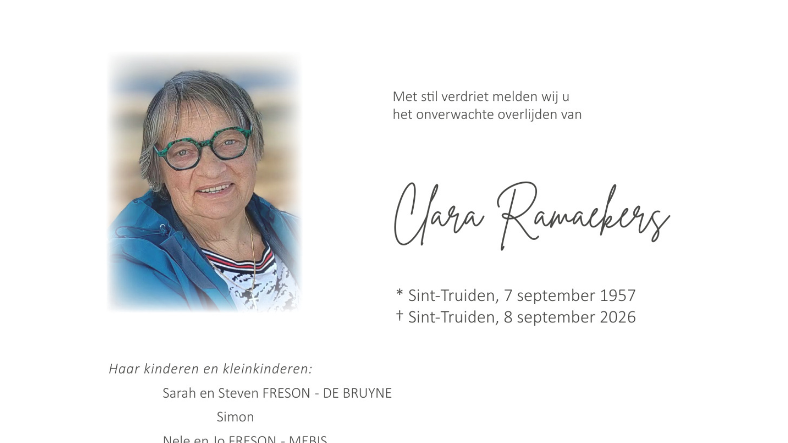 Overlijdensbericht van Clara Ramaekers
