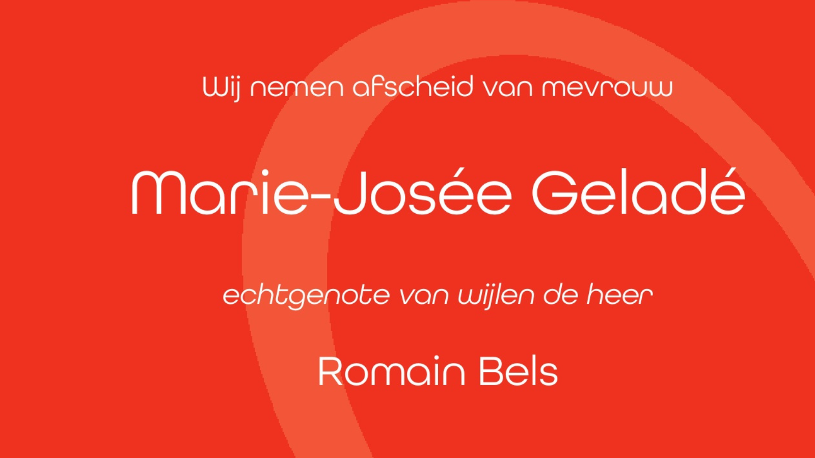 Overlijdensbericht van Marie-Josée Geladé