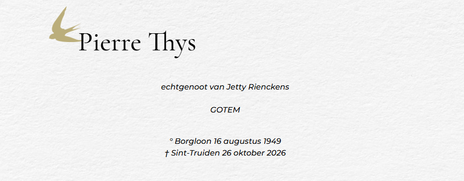 Overlijdensbericht van Pierre Thys